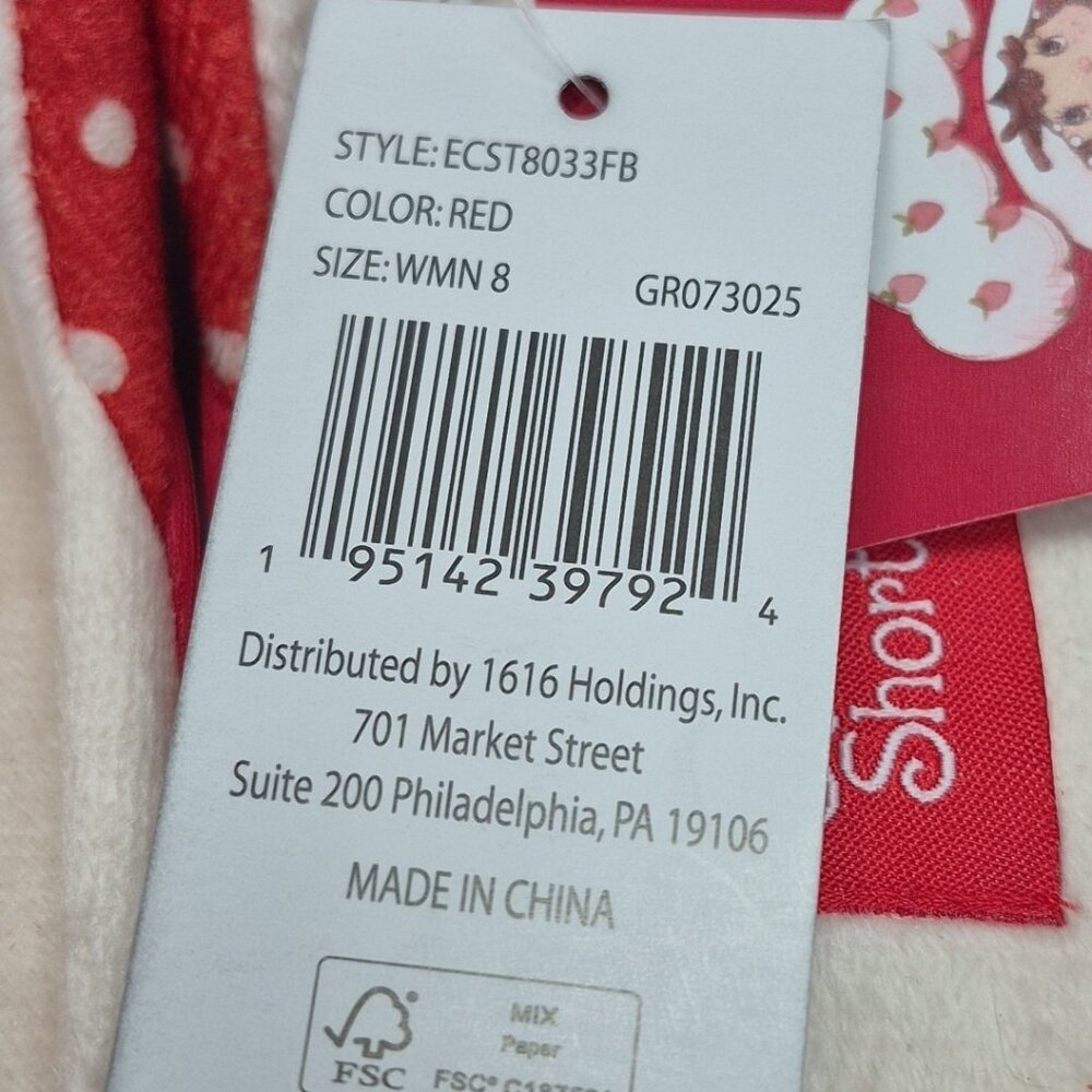 Womens Strawberry Shortcake Slippers Size 8 - NWT - Textured Sole- Red - NEW - Picture 5 of 8